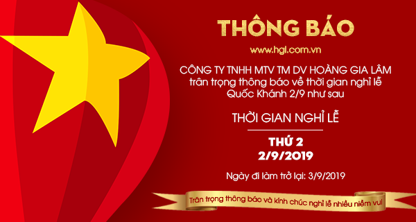 HGL Co.,Lt thông báo nghỉ lễ Quốc khánh 2/9