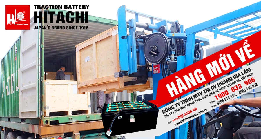 Hàng mới về 6.2020: Container bình điện xe nâng HITACHI (Thái Lan)