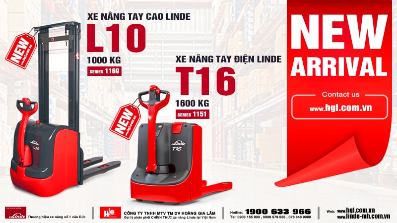 Hàng mới về 7.2020: Xe nâng tay điện Linde L10, T16 mới 100%