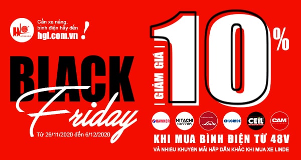 Black Friday 2020-Giảm giá 10% khi mua bình điện xe nâng từ 48V trở lên