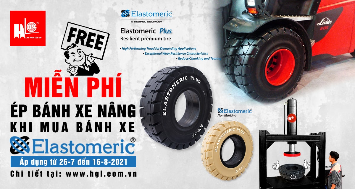 Miễn phí ép bánh xe nâng khi mua bánh xe ELASTOMERIC đến hết ngày 16/8/2021